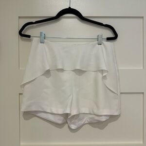 Scripted front panel flowy white shorts